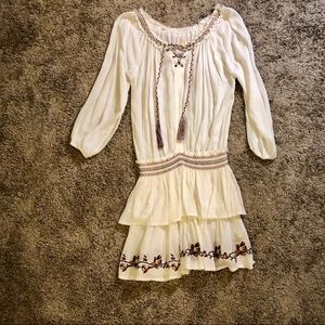 Surf Gypsy Embroidered Smocked Ruffle Tiered Dress